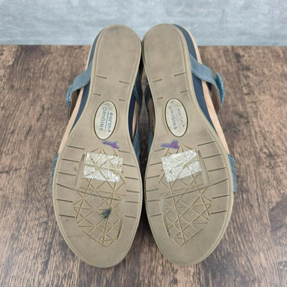 Earth Origins Pico Poppy Sandals 9 W Admiral Blue Multi Leather Metallic Strappy - Picture 11 of 13